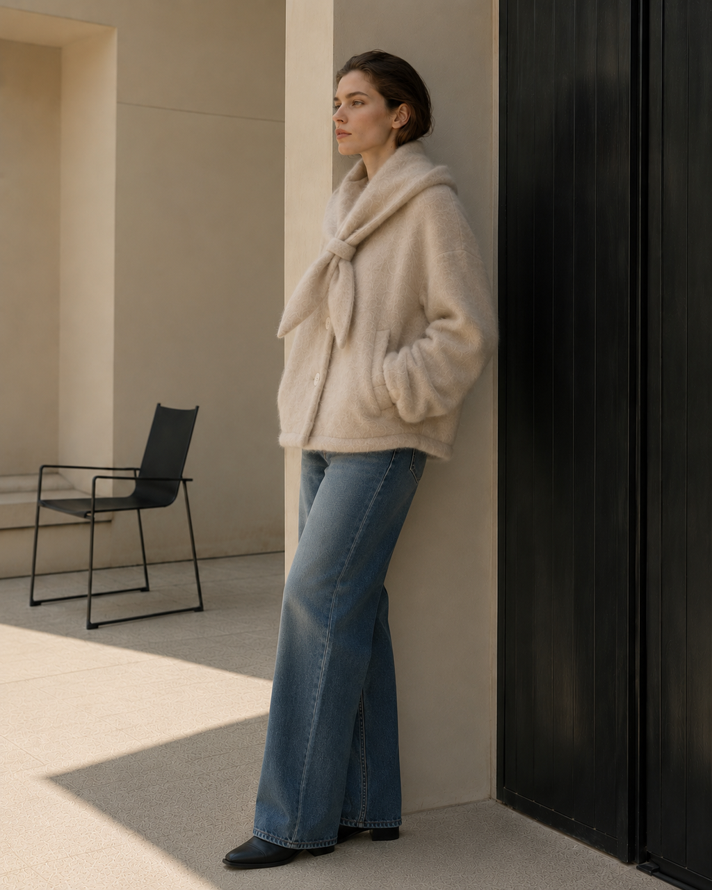 Women's Casual Hooded Woolen Blend Thick Jacket Soft Fuzzy Wool Coat Quiet Luxury Winter Outerwear with Pocket GC0038