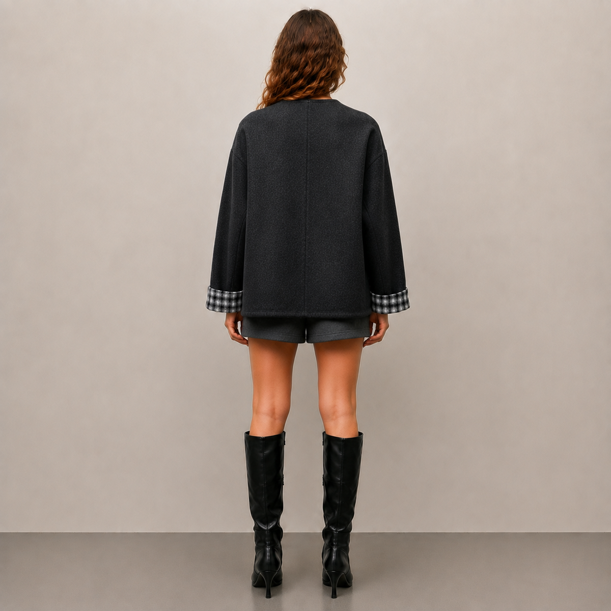Custom OEM/ODM High-Quality Women's Winter Casual Jacket, Reversible Double-Faced Wool Short Coat 8716