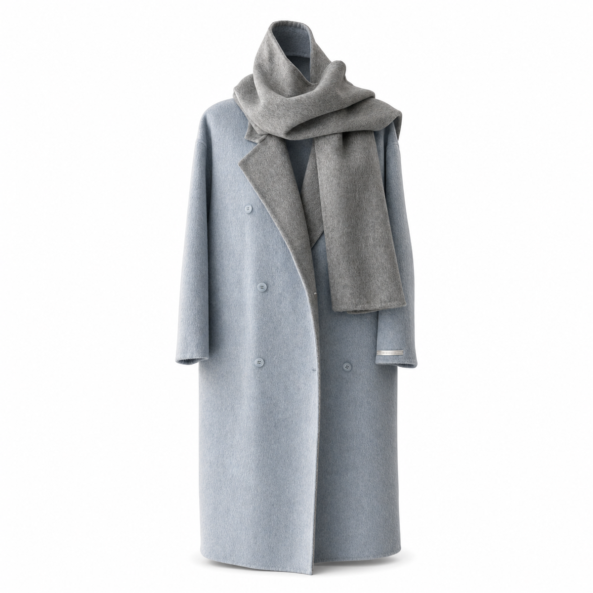 Winter Long Casual Vintage Breathable Cashmere Trench Coat Turn-Down Collar Double Breasted Woolen Closure with Scarf GC0030