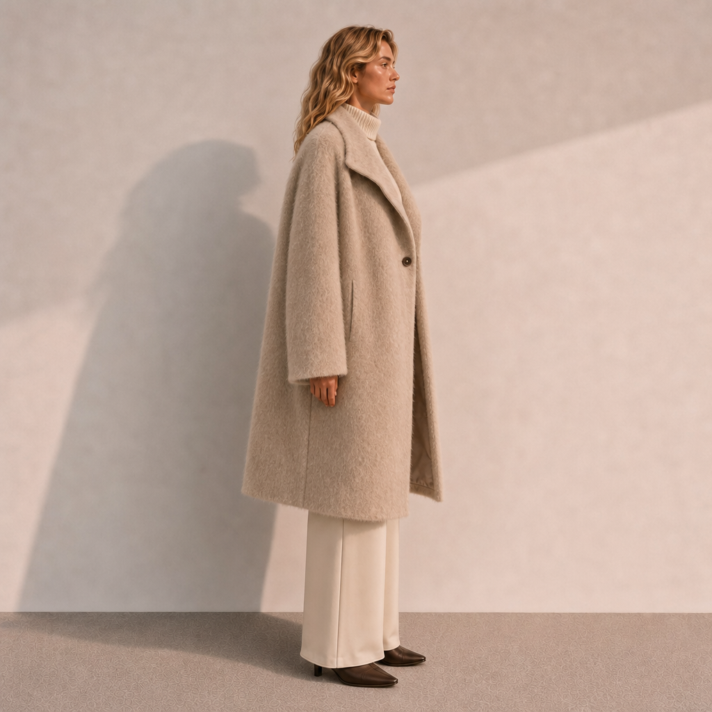 Elegant Casual Woolen Coat for Women with Thick Turtleneck Zipper Closure Detachable Belt Full Sleeve for Winter GC0054