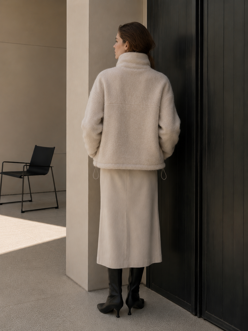 Women's Winter Alpaca Blend Thick Turn-down Collar Short Jacket Single Breasted Handmade Brushed Wool Elegant Coat GC0047