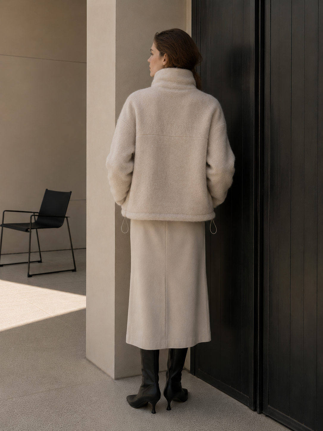 Women's Winter Alpaca Blend Thick Turn-down Collar Short Jacket Single Breasted Handmade Brushed Wool Elegant Coat GC0047
