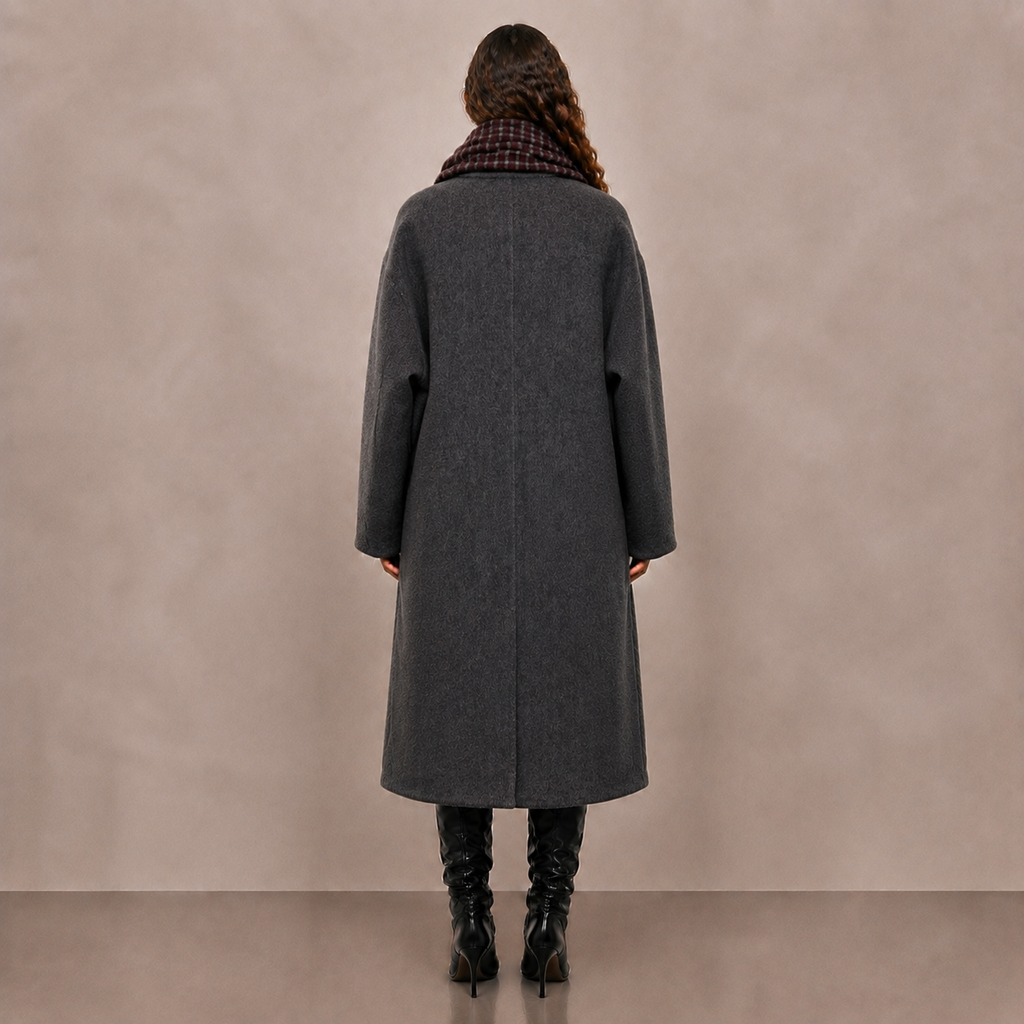 Women's Casual Double Breasted Wool Woven Coat Eco-Friendly &amp; Breathable Hand Sewn Light Warm Winter Regular Length 8770
