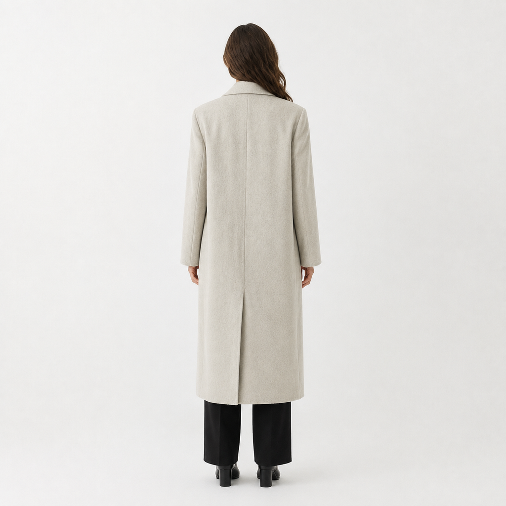 2026 New Autumn Women's Long Double-Faced Wool Coat, Lapel Double-Breasted Wool Overcoat GC0056