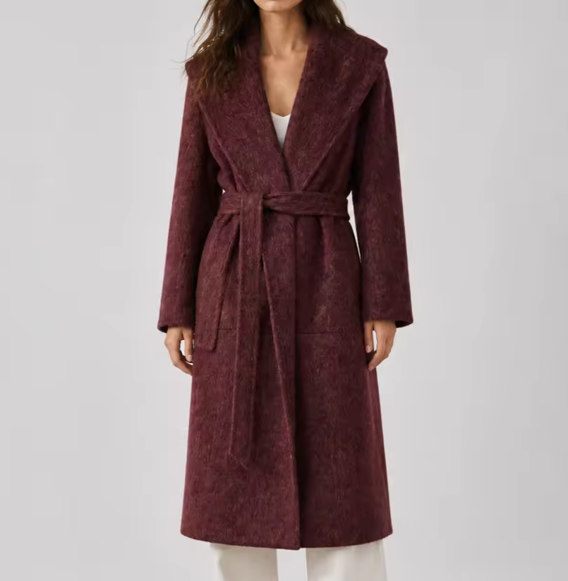 2026 New Women's Winter Wool Coat, Elegant High-End Thick Outerwear with Lapel Collar N8817