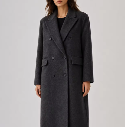 2026 New Autumn Women's Long Double-Faced Wool Coat, Lapel Double-Breasted Wool Overcoat GC0056