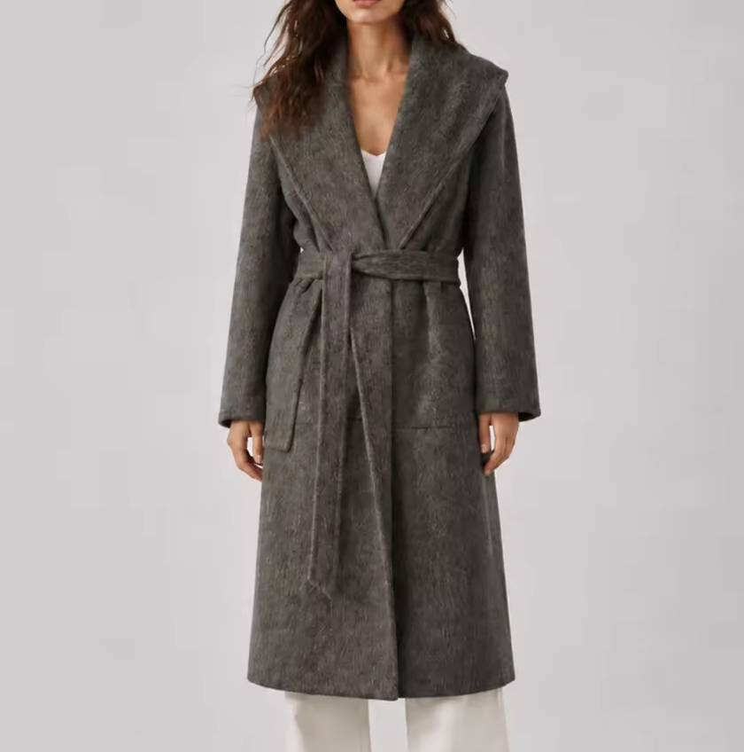 2026 New Women's Winter Wool Coat, Elegant High-End Thick Outerwear with Lapel Collar N8817