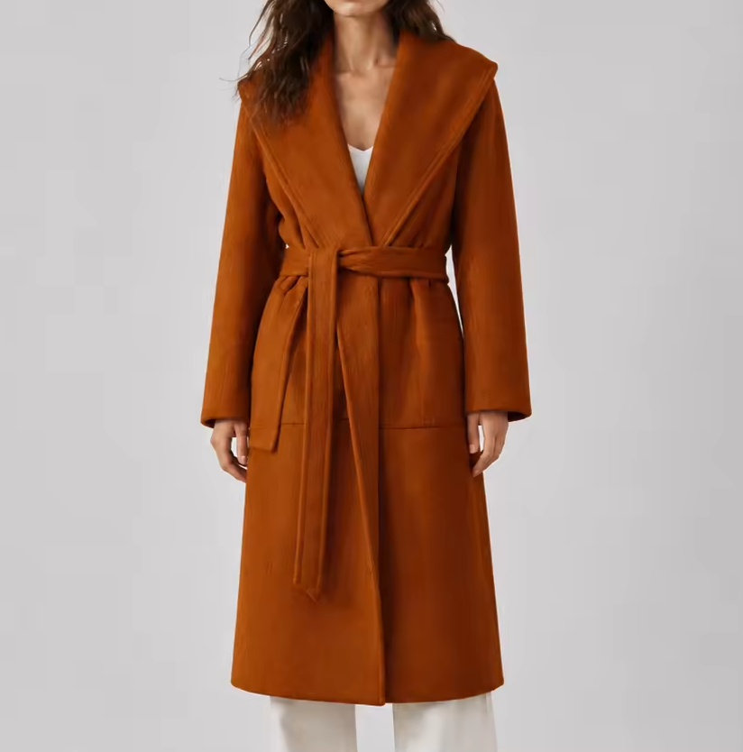 2026 New Women's Winter Wool Coat, Elegant High-End Thick Outerwear with Lapel Collar N8817