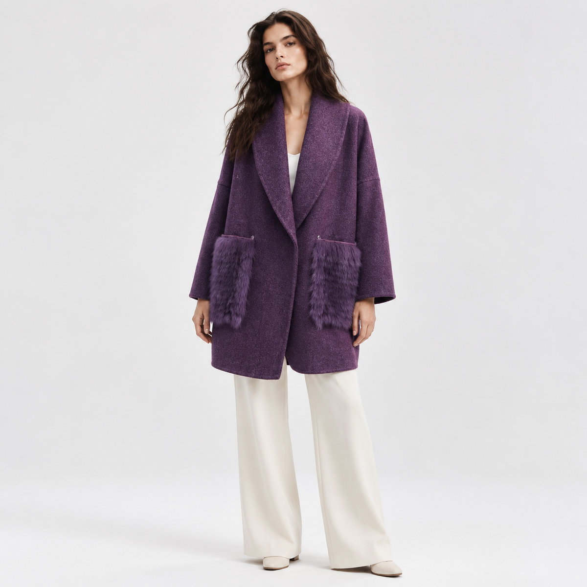 Custom OEM/ODM Women's Wool Woven Coat Single Button Breathable Eco-Friendly Winter Fashion Leisure L2681