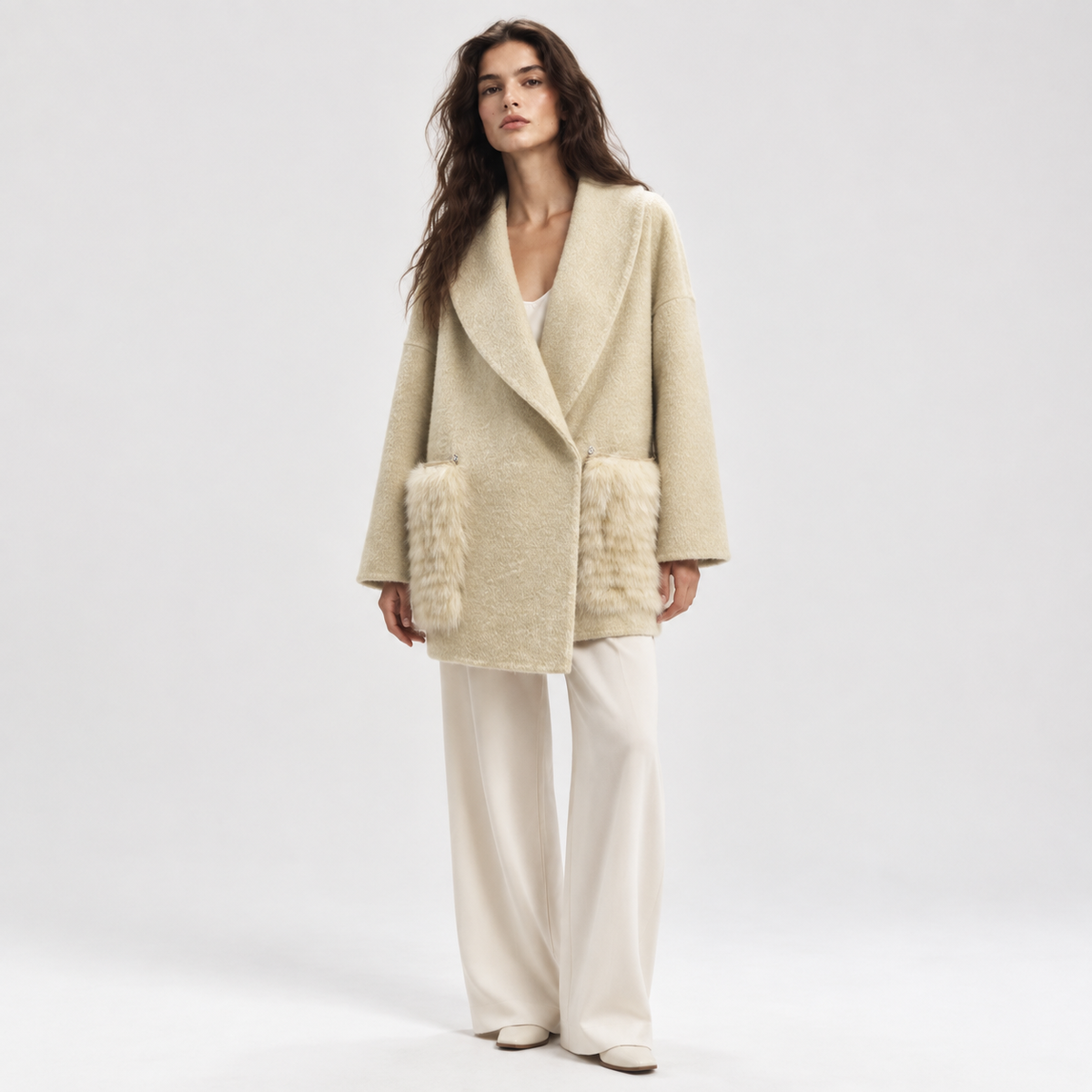 Custom OEM/ODM Women's Wool Woven Coat Single Button Breathable Eco-Friendly Winter Fashion Leisure L2681