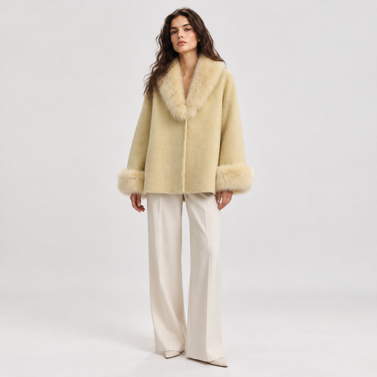 2026 Winter Women's Latest Design Cashmere Jacket, Plus Size Cashmere Wool Coat Apparel Stock L25124